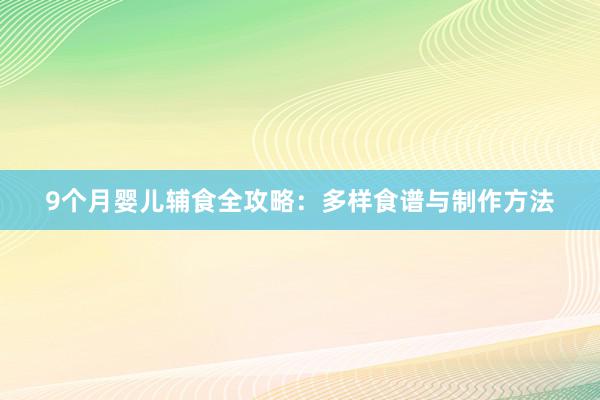 9个月婴儿辅食全攻略：多样食谱与制作方法